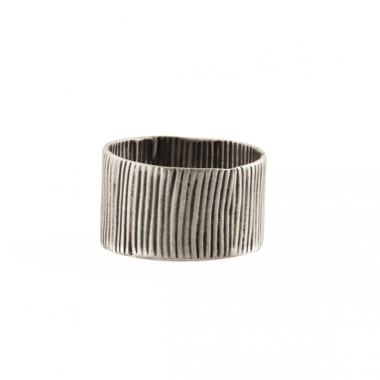 pleated silver ring